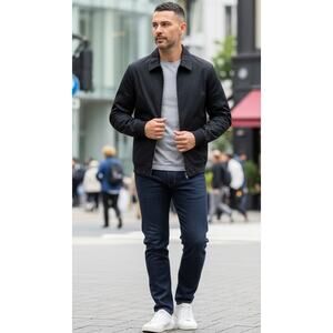 Vintage Gap Black Bomber Jacket - Men's XXL - Cotton Blend - Minimalist Zip Up